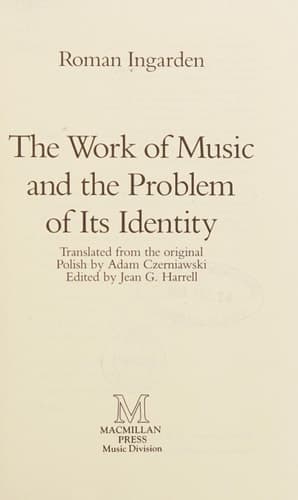 The Work of Music and the Problem of Its Identity