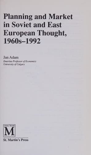 Planning and Market in Soviet and East European Thought, 1960s–1992