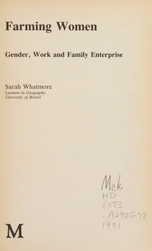 Farming women: Gender, work, and family enterprise
