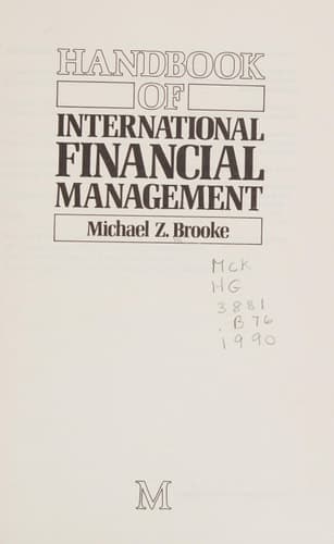 Handbook of International Financial Management