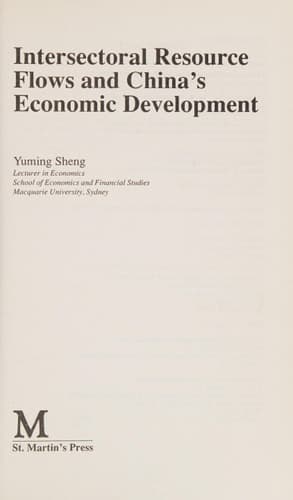 Intersectoral Resource Flows and China's Economic Development (Studies on the Chinese Economy)