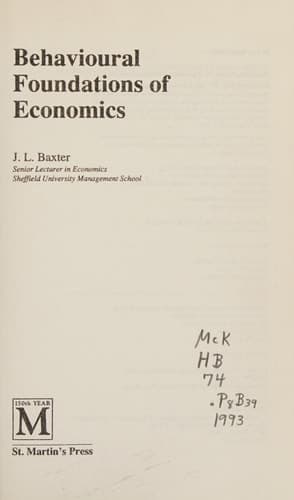 Behavioural Foundations of Economics