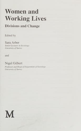 Women and Working Lives Divisions and Change