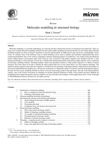 Molecular Modelling and Drug Design