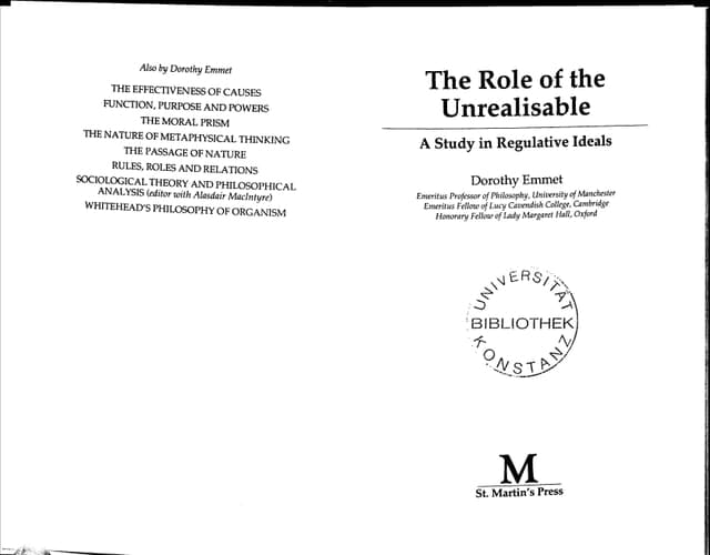 The Role of the Unrealisable A Study in Regulative Ideals