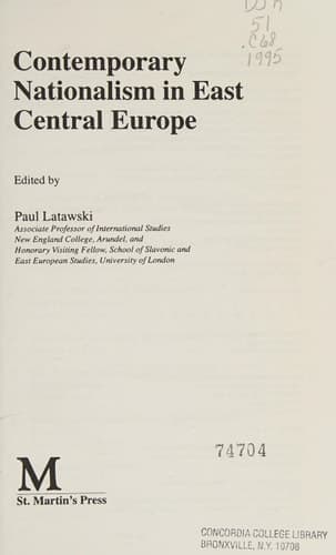 Contemporary Nationalism in East Central Europe