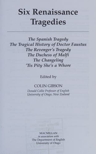 Six Renaissance Tragedies