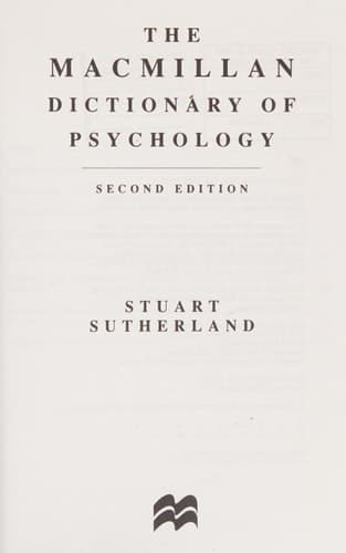 The Macmillan dictionary of psychology