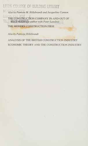 The Management of Construction Firms Aspects of Theory