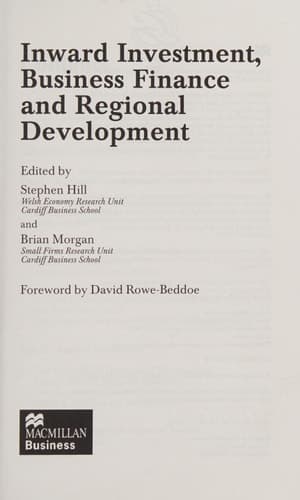 Inward Investment, Business Finance and Regional Development