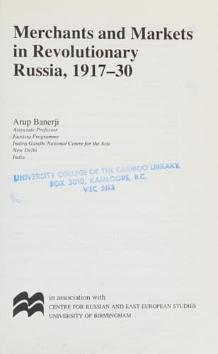 Merchants and Markets in Revolutionary Russia, 1917-30