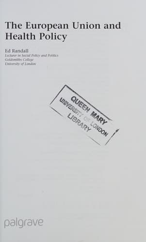 The European Union and Health Policy