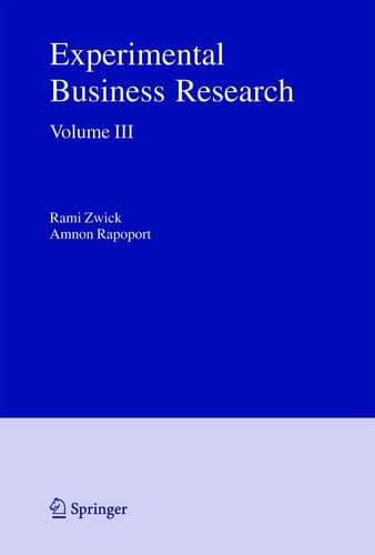 Experimental Business Research Volume III: Marketing, Accounting and Cognitive Perspectives