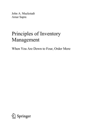 Principles of Inventory Management When You Are Down to Four, Order More