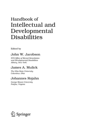 Handbook of Intellectual and Developmental Disabilities (Issues in Clinical Child Psychology)