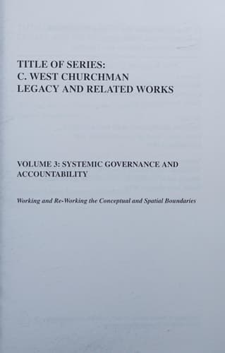 Systemic Governance and Accountability Working and Re-Working the Conceptual and Spatial Boundaries