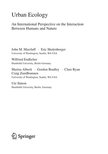 Urban Ecology: An International Perspective on the Interaction Between Humans and Nature
