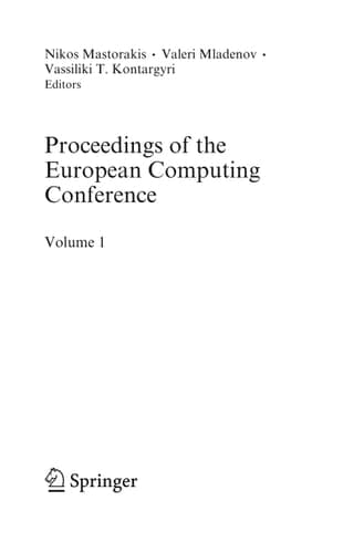 Proceedings of the European Computing Conference Volume 1