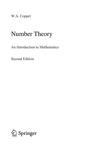 Number Theory An Introduction to Mathematics