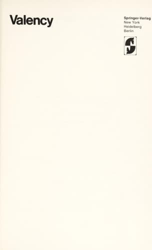 Valency (Heidelberg Science Library)