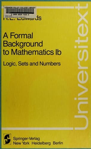 A Formal Background to Mathematics Logic, Sets and Numbers