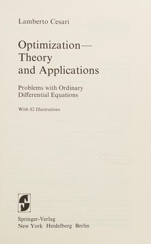 Optimization―Theory and Applications: Problems with Ordinary Differential Equations (Stochastic Modelling and Applied Probability)