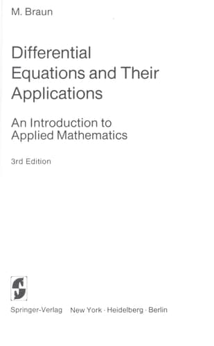Differential Equations and Their Applications: An Introduction to Applied Mathematics (Problem Books in Mathematics)