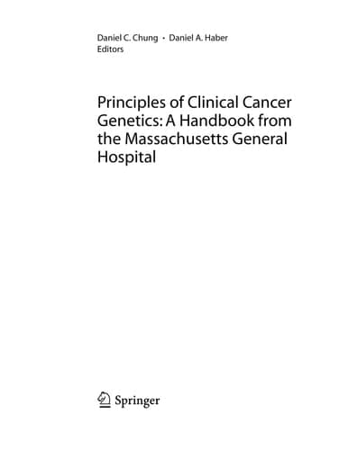 Principles of Clinical Cancer Genetics A Handbook from the Massachusetts General Hospital