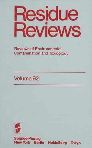 Residue Reviews Reviews of Environmental Contamination and Toxicology
