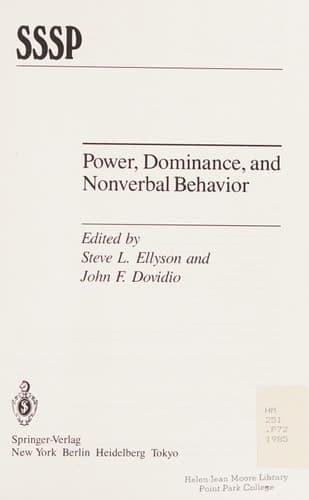 Power, Dominance, and Nonverbal Behavior (Springer Series in Social Psychology)