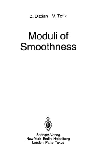 Moduli of Smoothness (Springer Series in Computational Mathematics)