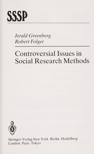 Controversial Issues in Social Research Methods (Springer Series in Social Psychology)