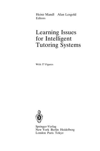 Learning Issues for Intelligent Tutoring Systems (Cognitive Science)