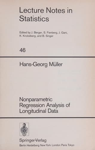 Nonparametric Regression Analysis of Longitudinal Data (Lecture Notes in Statistics, 46)