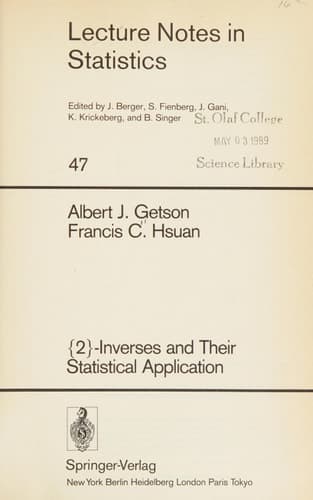 {2}-Inverses and Their Statistical Application