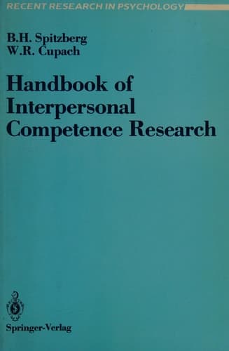Handbook of Interpersonal Competence Research (Recent Research in Psychology)