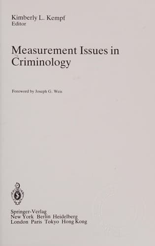 Measurement Issues in Criminology