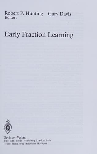 Early Fraction Learning (Recent Research in Psychology)