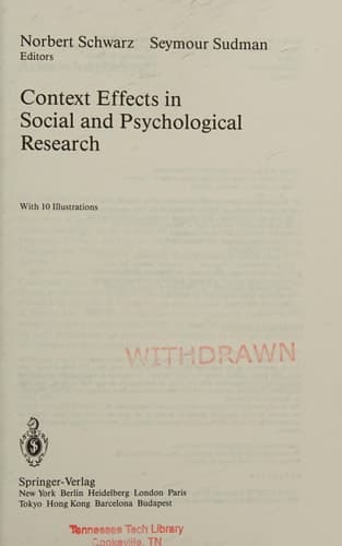 Context Effects in Social and Psychological Research