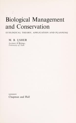 Biological Management and Conservation: Ecological Theory, Application and Planning
