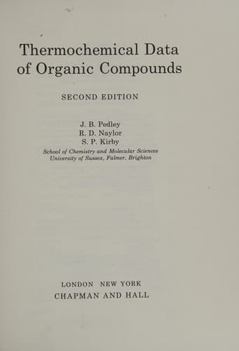 Thermochemical Data of Organic Compounds