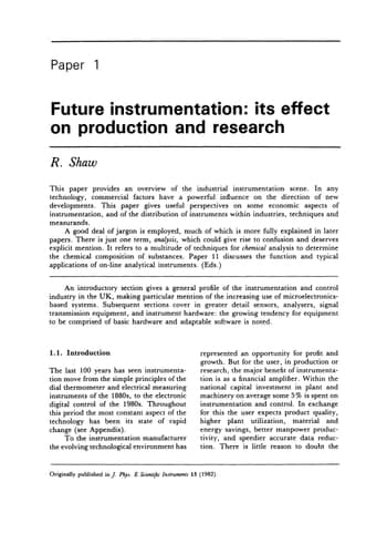Instrumentation: A Reader A reader