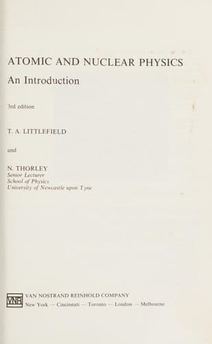 Atomic and Nuclear Physics: An Introduction
