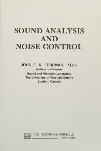 Sound Analysis and Noise Control