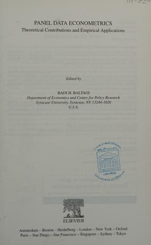 Panel Data Econometrics Theoretical Contributions and Empirical Applications
