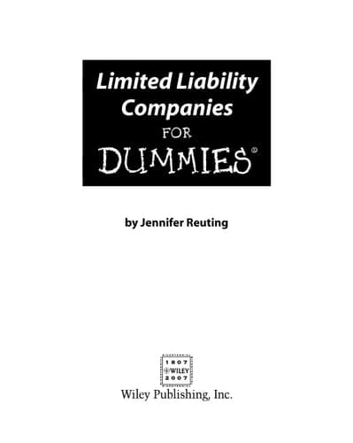 Limited Liability Companies For Dummies