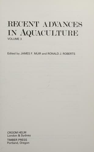 Recent Advances in Aquaculture: Volume 3
