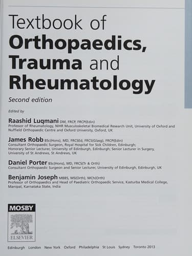 Textbook of Orthopaedics, Trauma, and Rheumatology