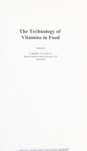 The Technology of Vitamins in Food