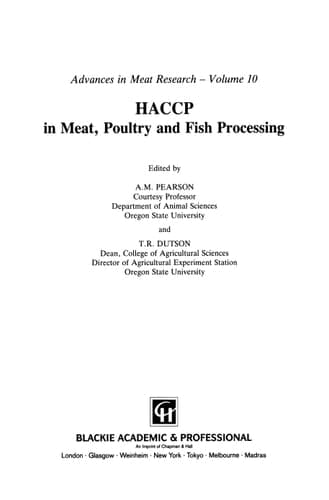 HACCP in meat, poultry, and fish processing (Advances in Meat Research)